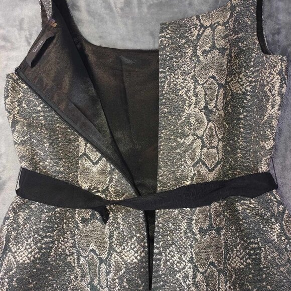 Tahari Women's 10 Black Baddie Snake Print Vintage Sheath‎ Belted Cocktail Dress - Picture 9 of 12